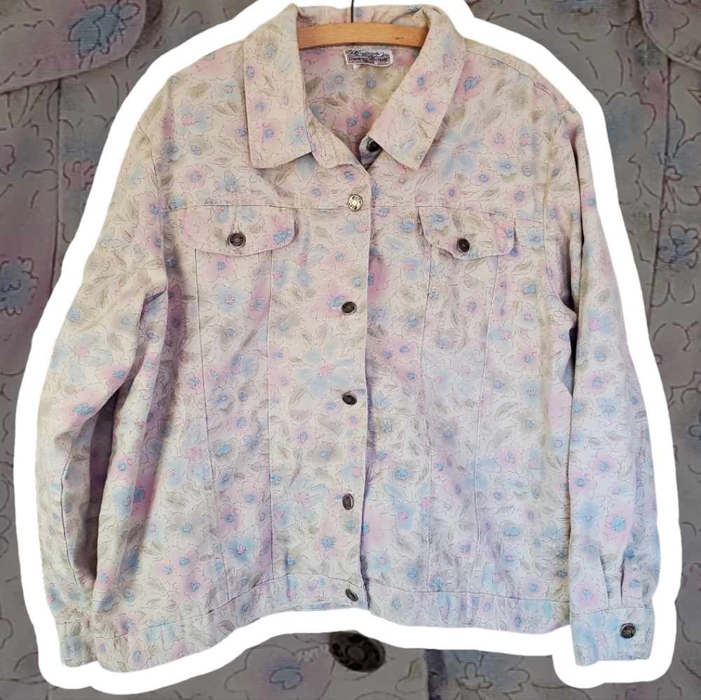 Vtg floral denim jacket
